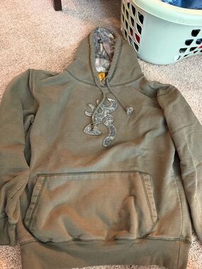Browning Olive Green Hoodie with Gold Logo Patch